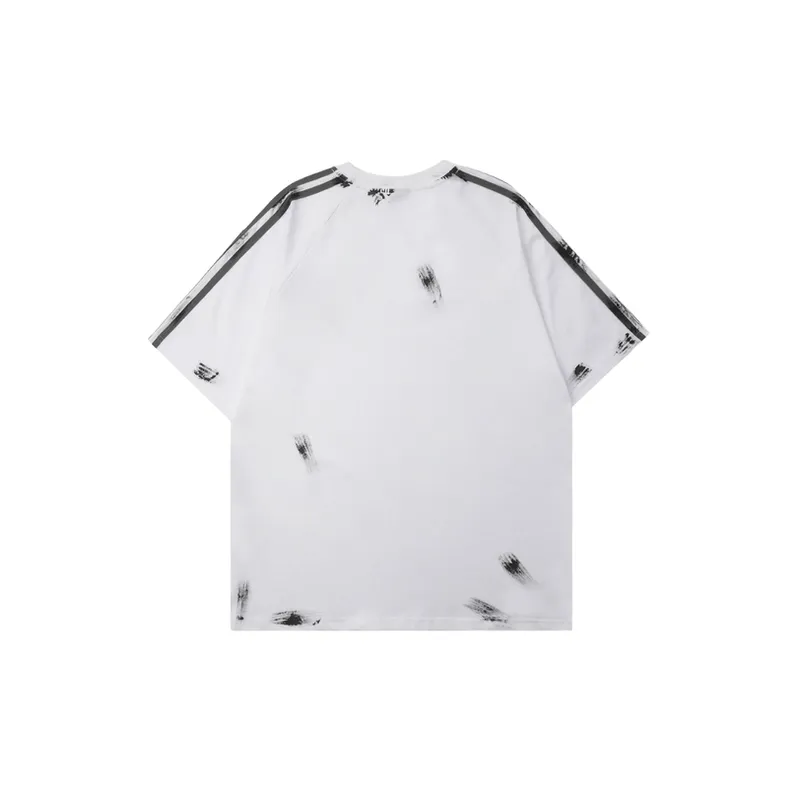 Logo Embroidery Hand painted Old Casual Loose Short sleeved T shirt-1