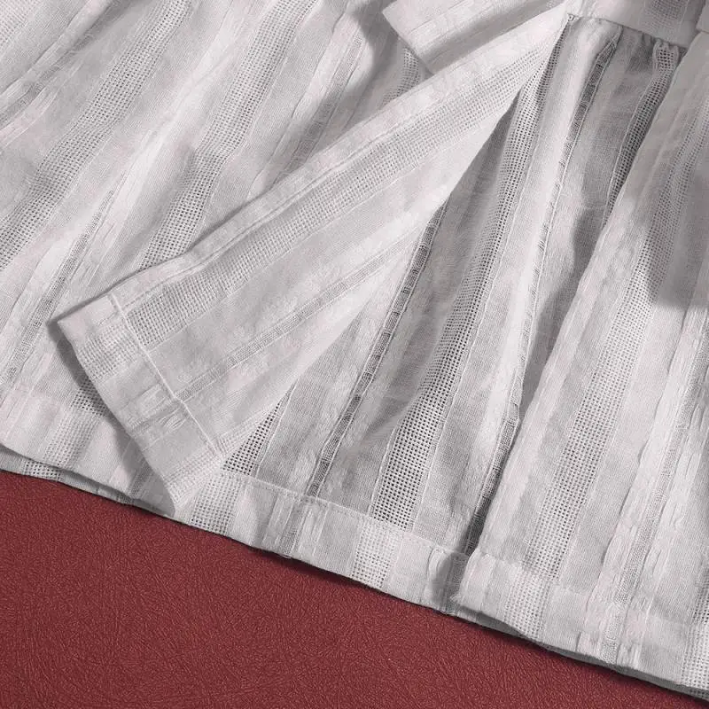 Breathable Loose Woven Cotton T Shirt Women-4