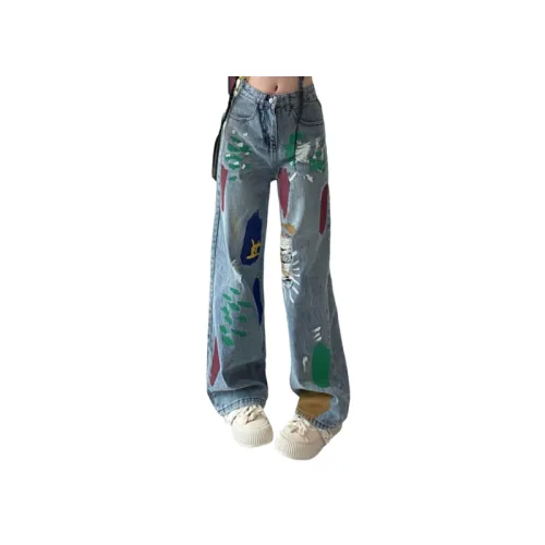 Heavy Craft Graffiti Loose Straight Leg Jeans