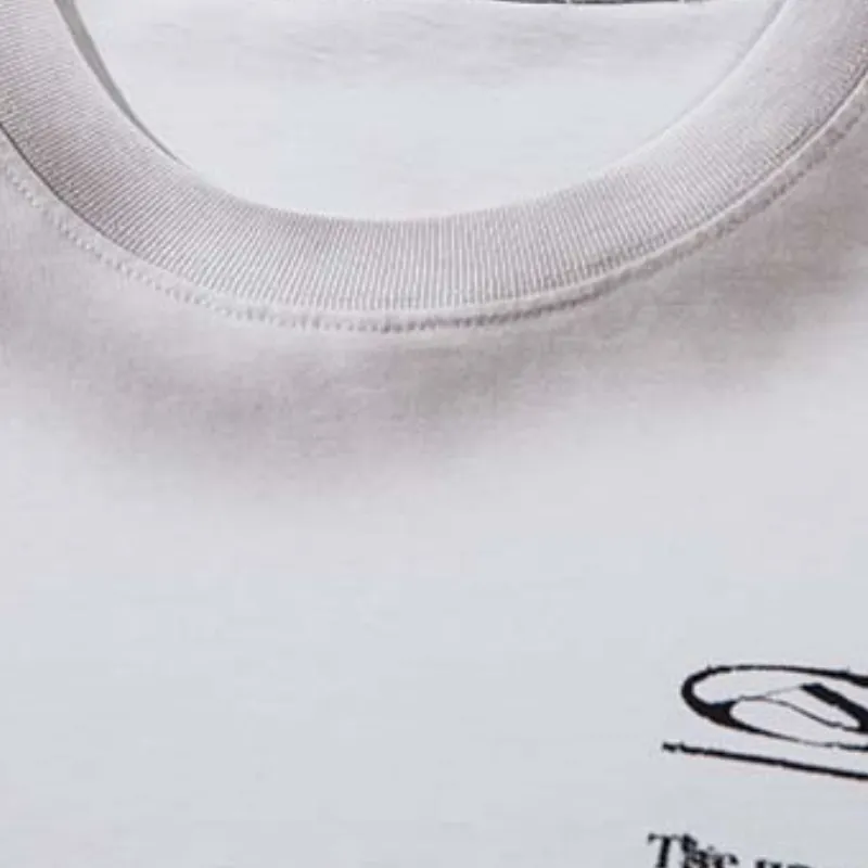Retro Letter Cotton Blended Fabric T Shirt-4