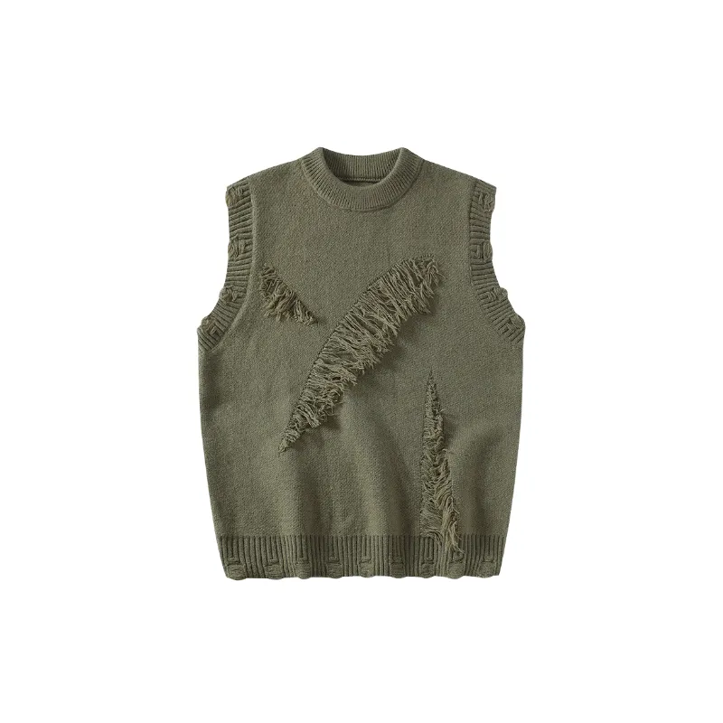 Plain Raw Hem Blended Synthetic Fabrics Vest-2