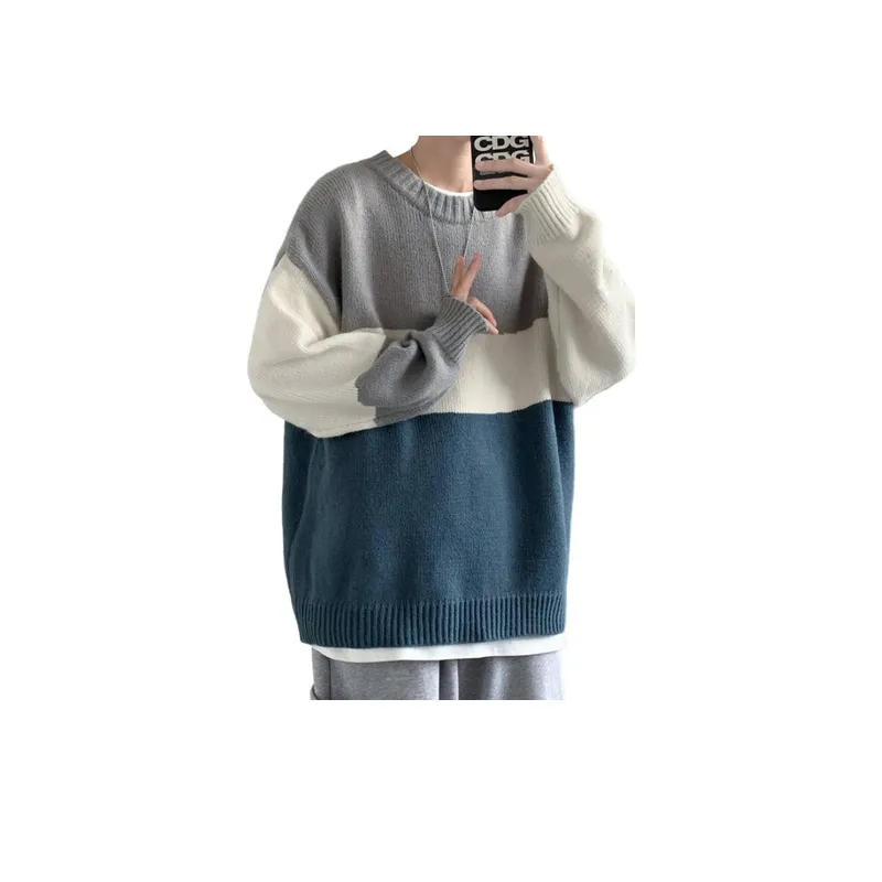 Casual Contrast Color Loose Sweater-6