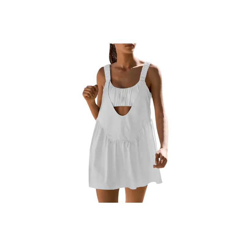Casual Plain Cotton Dress Women-2