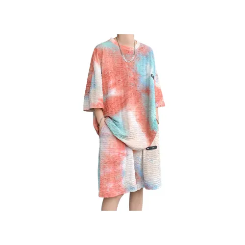 Loose Casual Tie-Dye Silky Sports Suit