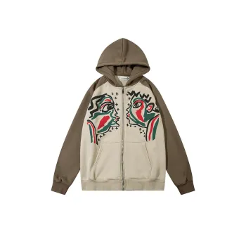 New High Street Trendy Abstract Figures Loose Fit and Versatile Hoodie