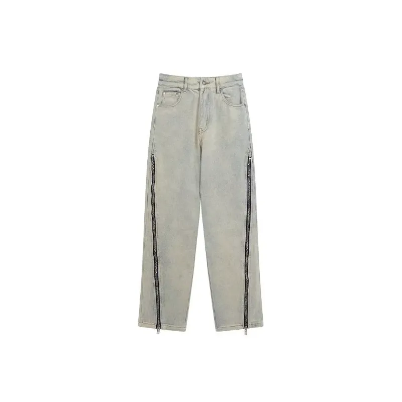 Retro Casual Zipper Jeans-0