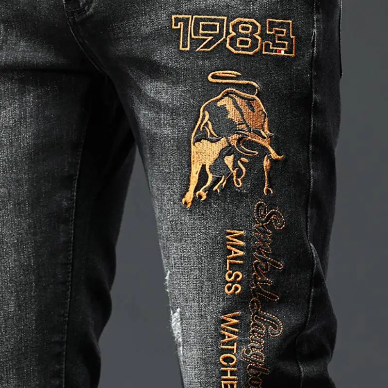 Trendy Embroidered Jeans-2