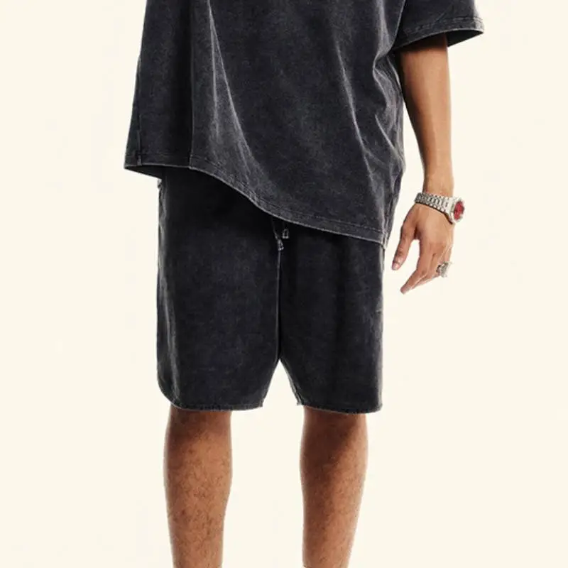 Simple Distress Cotton Casual Shorts-5