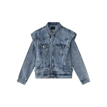 Hip Hop Trend Two Piece Stacked Denim Jacket