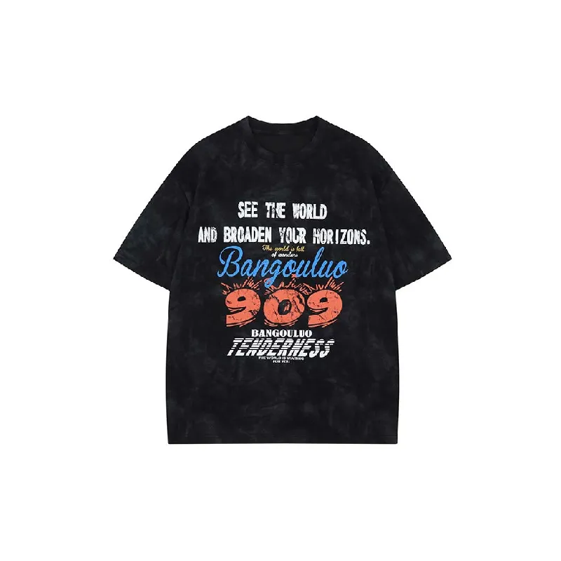 Simple Loose Cotton Blended Fabric T Shirt-2