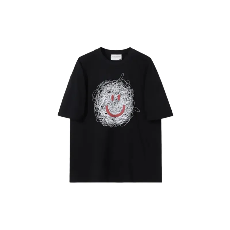 Trendy Smiley Print Versatile Round Neck T shirt-0