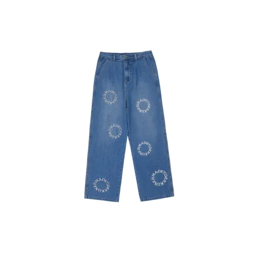 Embroidered Loose Straight Design Mop Pants