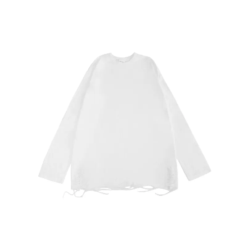 Trendy Long Sleeve Loose 100% Cotton T Shirt-2