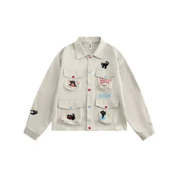 Trendy Graffiti Embroidered Cotton Jacket