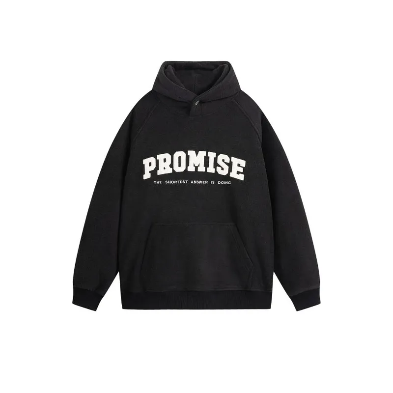 Polar Fleece Letters Embroidered Warm Fleece lined Hoodie-4