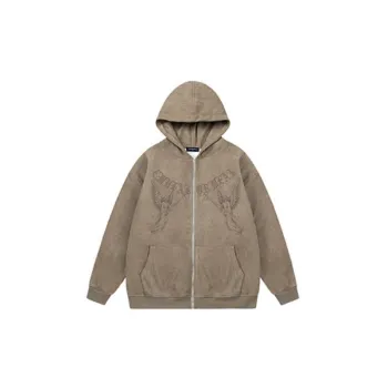Alphabet Angel Trend Cardigan Fleece lined Hoodie