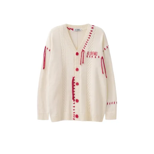 Contrast Color Wear Rope Tassel Design Sense Knitted Cardigan Letter Embroidered Loose Sweater