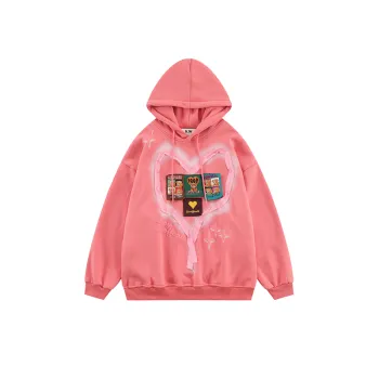 New Arrival Heart Cartoon Printed Loose Hoodie