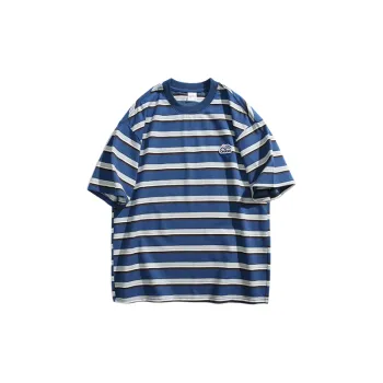Retro Striped Cotton Blended Fabric T Shirt Unisex