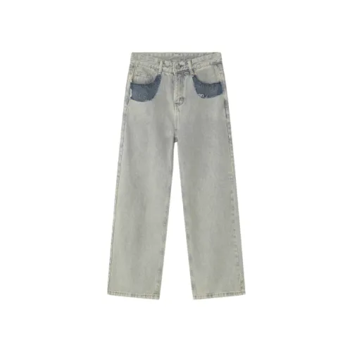 Casual Loose Straight Leg Mid-rise Jeans