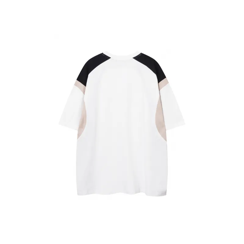 Printing Color Splicing Short Sleeve T shirt-4