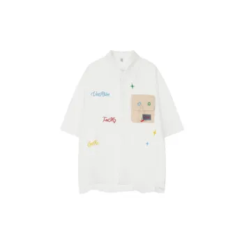 Antique Short sleeved Color matching Shirt