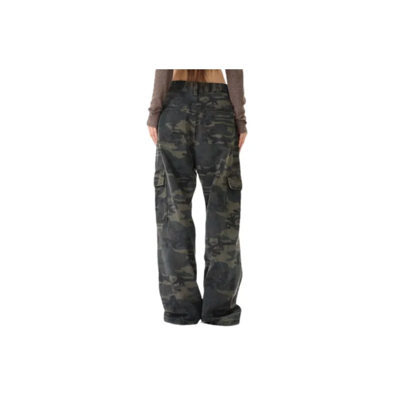 Casual Loose Denim Cargo Pants Women-1