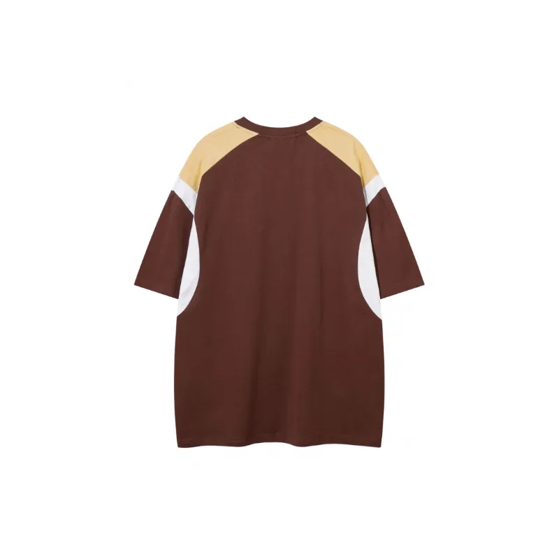 Printing Color Splicing Short Sleeve T shirt-1