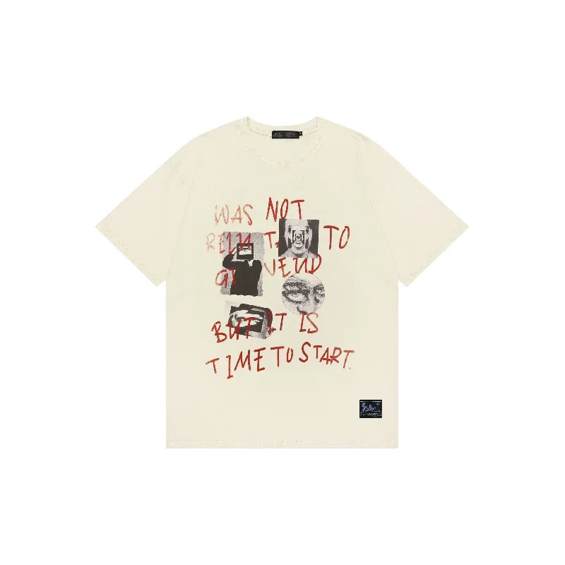 Retro Letter 100% Cotton T Shirt-6