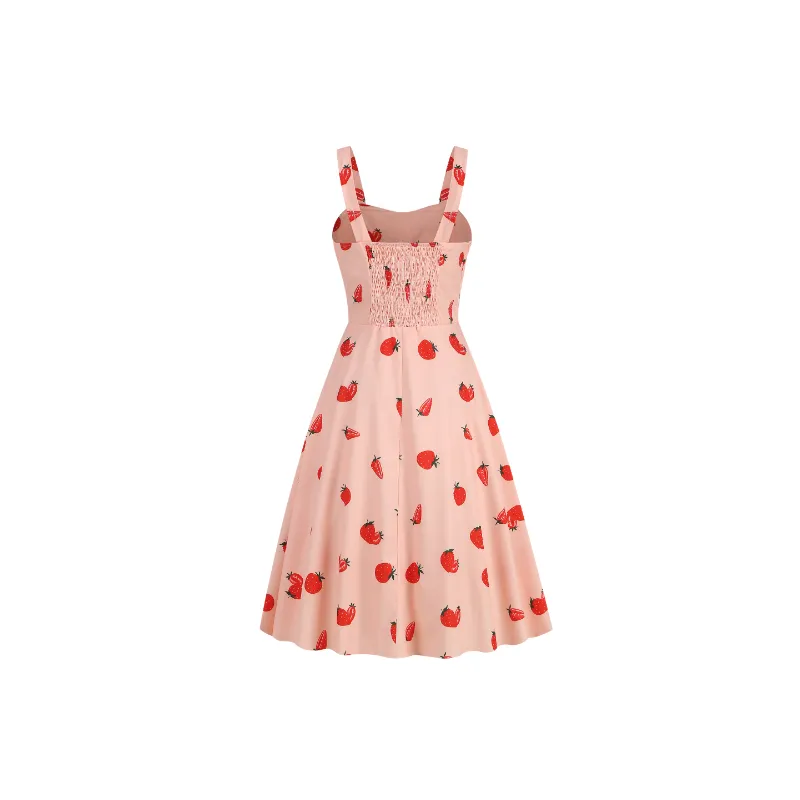 Cute Random Print Cotton Blended Fabric Slip Dress Women-7