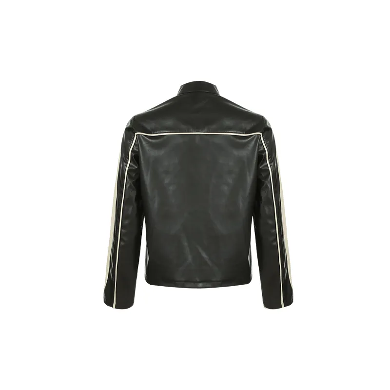 Street Zipper Leather Jacket-1