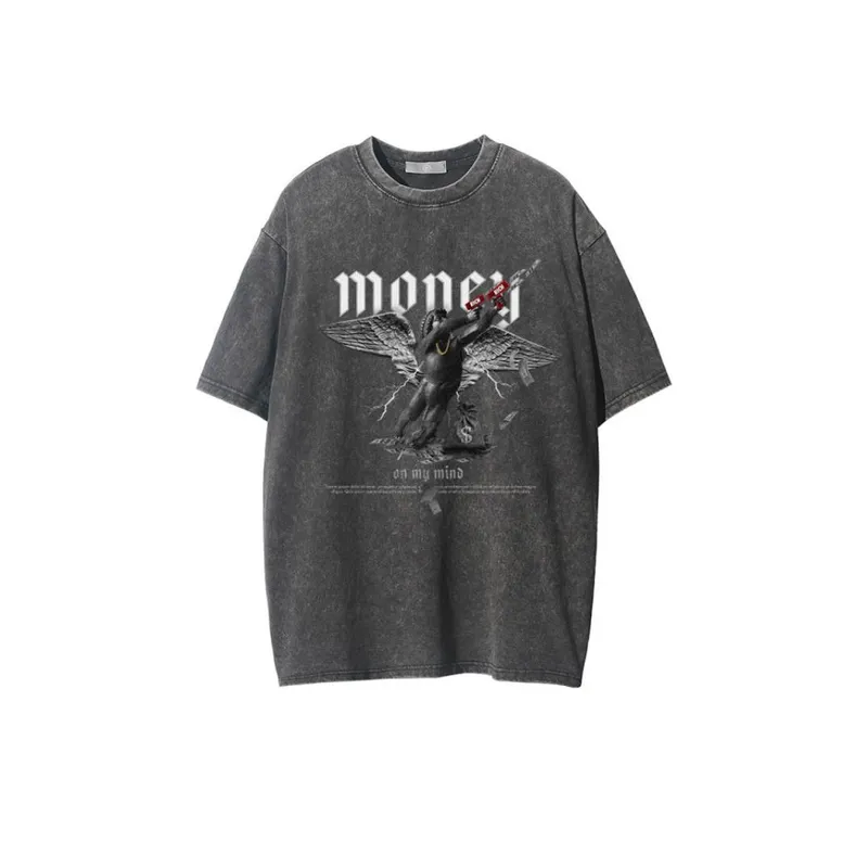 Angel Print Washed T Shirt-0