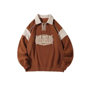 White Bottom Large Size Waffle Embroidered Lapel Hoodie