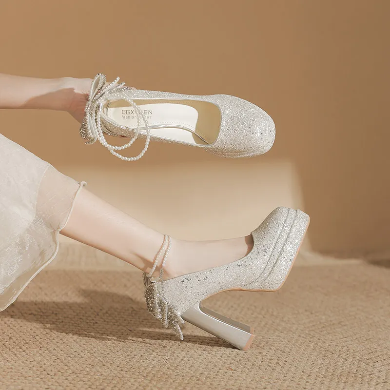 Fashionable Rhinestone High Heels-1