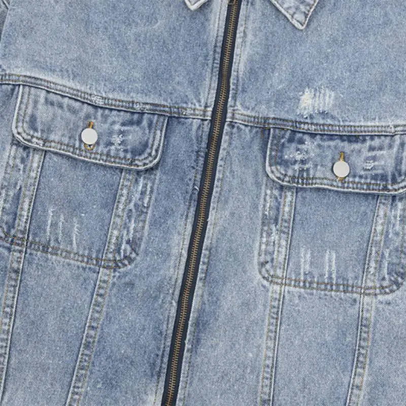 Retro Washed Loose Denim Jacket-2
