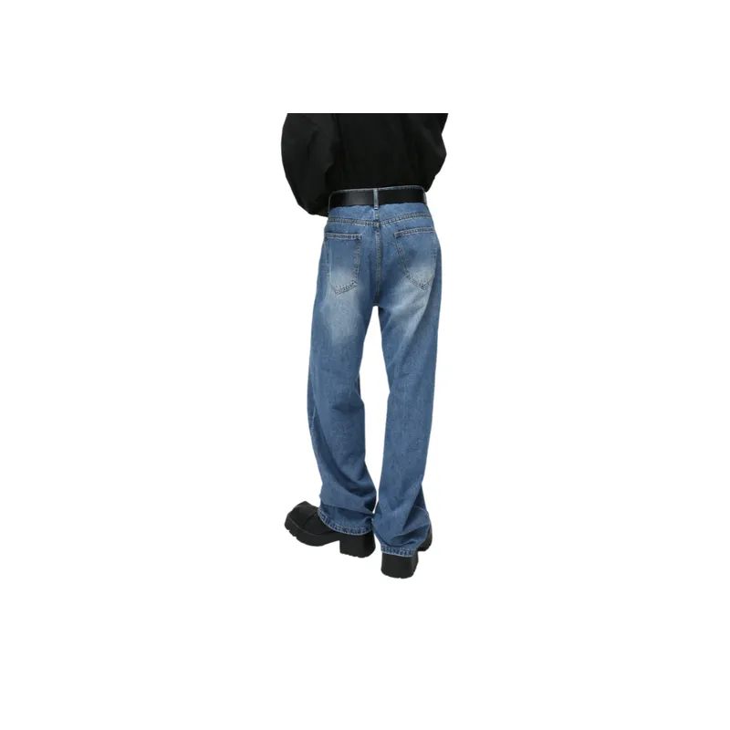 Straight Splicing Loose Jeans-2
