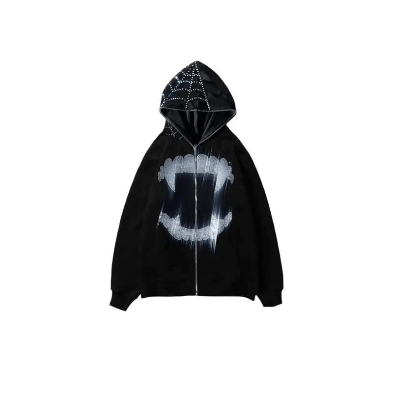DRAC Rhinestone Zipper Hoodie