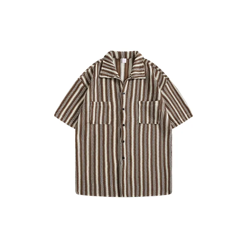 Fashionable Striped Polyester Shirt-0