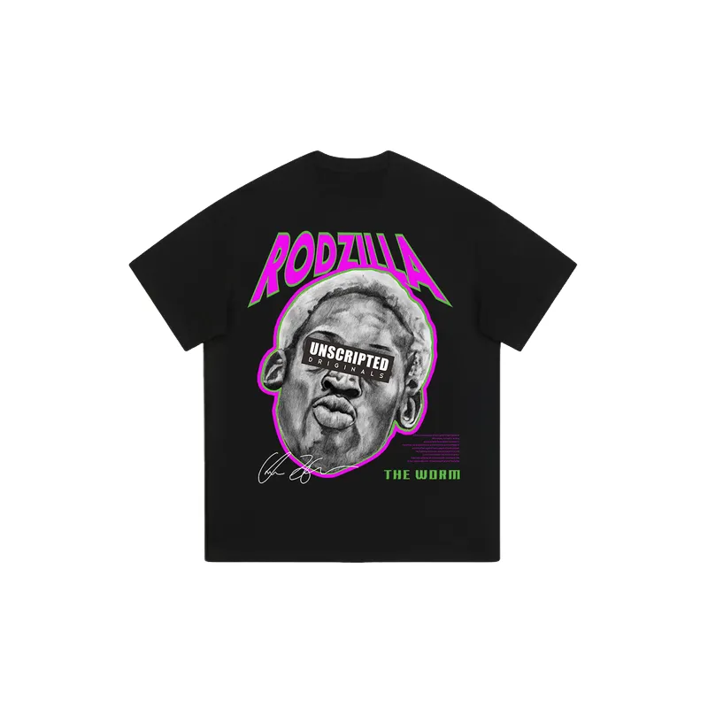 Retro Random Print Combed Cotton T Shirt-1