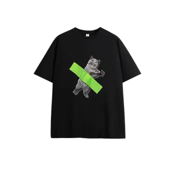 Adhesive Tape Cat Printed T shirt