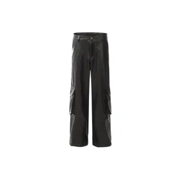Casual Plain Leather Pants