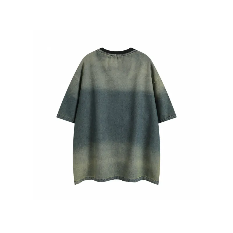 Fashionable Embroidered Denim T Shirt-1