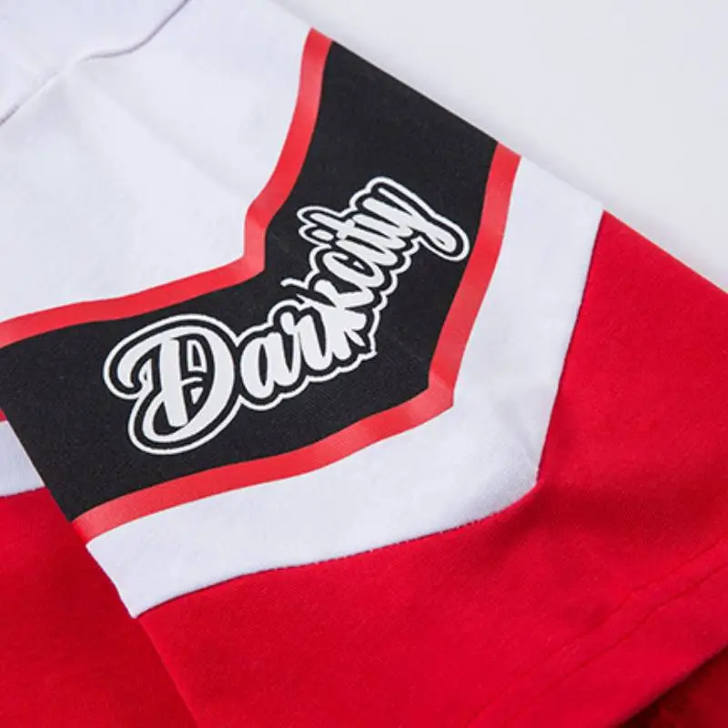 Casual Contrast Color Cotton T Shirt-5