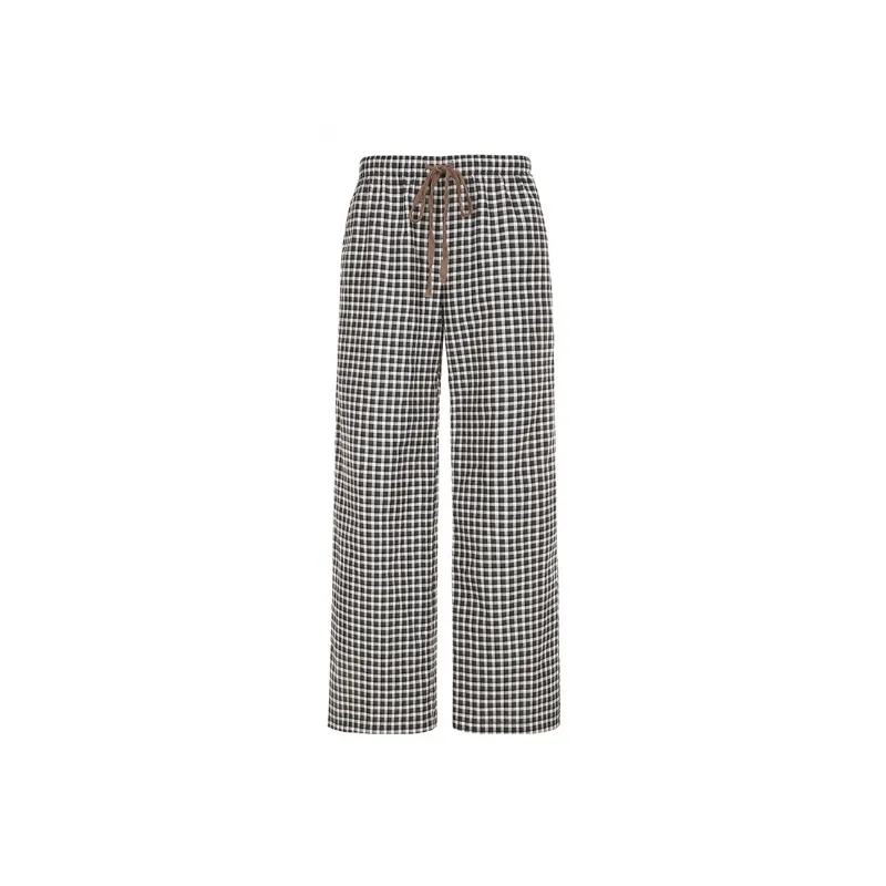 Fashionable Plaid Casual Pants Women-0
