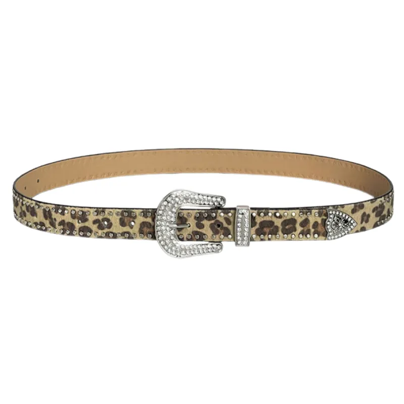 Funky Leopard Print Leather Belt-1