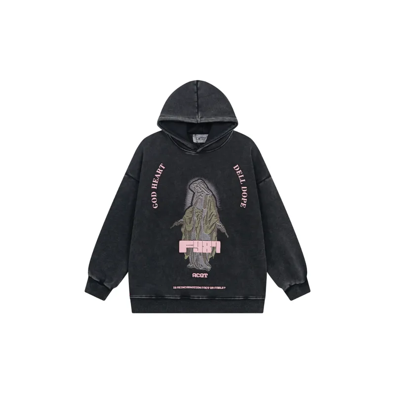 Retro Craft Loose Hooded Sweater Hoodie-4