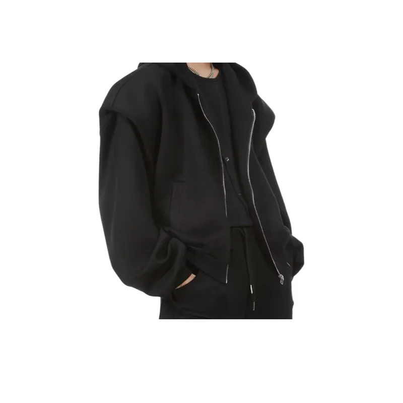 Japanese Style Retro Spring And Autumn Design Sense Jacket Trendy Brand High end Sense Padded Shoulder Cardigan Hooded Sweater Loose Couple Jacket-5
