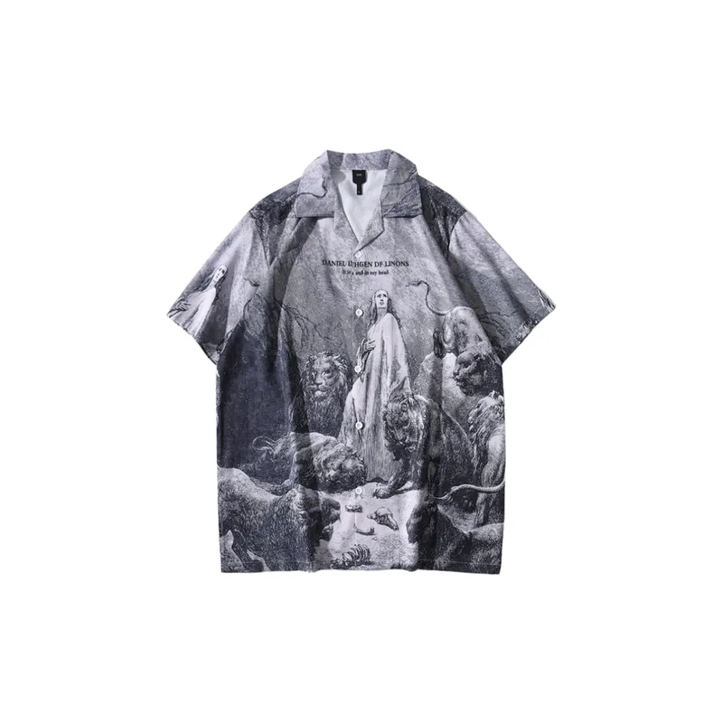 Fashionable Loose Hawaiian style Short sleeved Shirt Retro Trendy