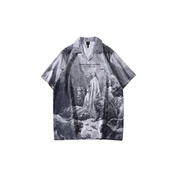 Fashionable Loose Hawaiian style Short sleeved Shirt Retro Trendy