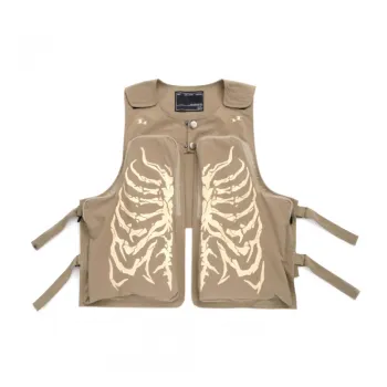 Skeleton Pulling Printing Irregular Functional Vest